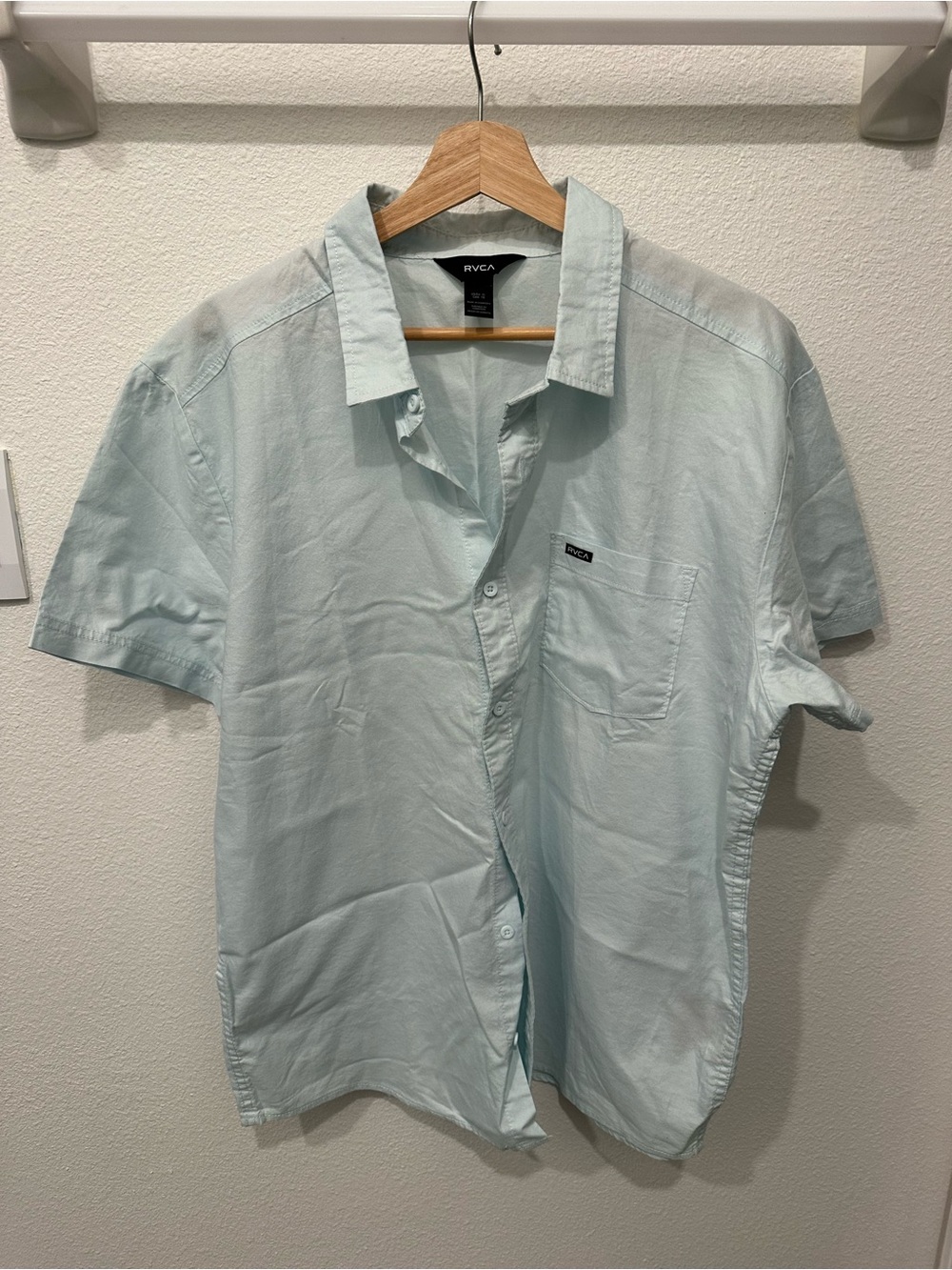 RVCA Light Mint Short Sleeve Button-Down Shirt